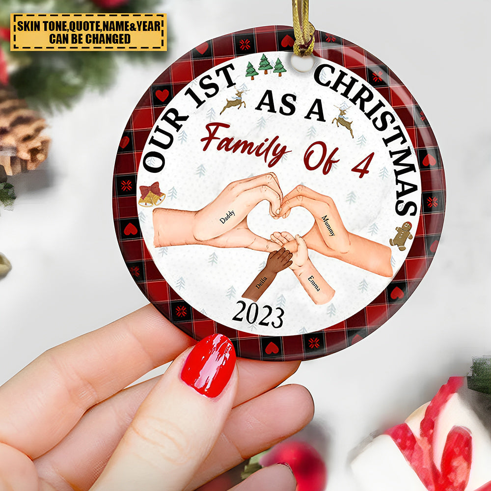 First Christmas As A Family Of Three -Personalized Ceramic Ornament