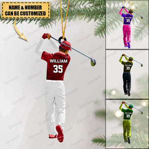 Personalized Golf Player Christmas Acrylic Ornament - Great Gift For Golf Lovers