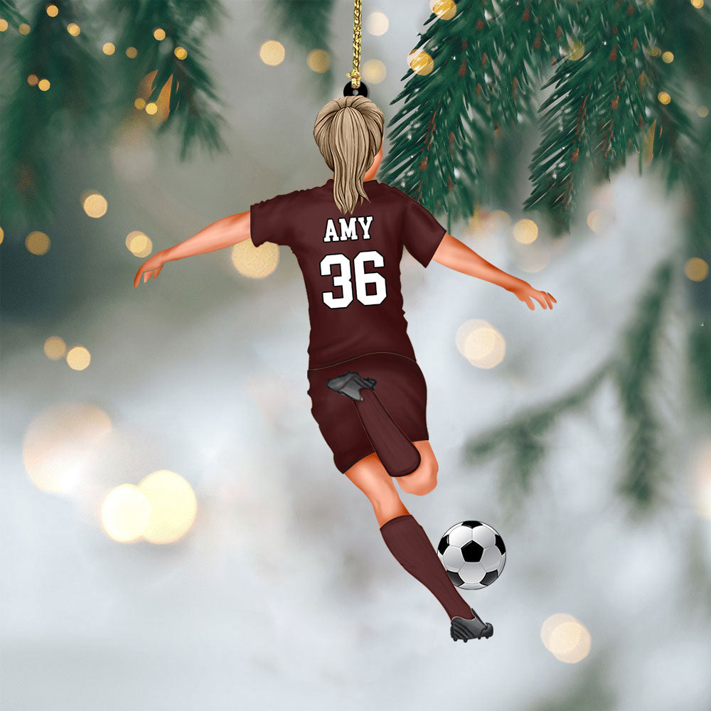 Personalized Soccer Player Christmas Acrylic Ornament