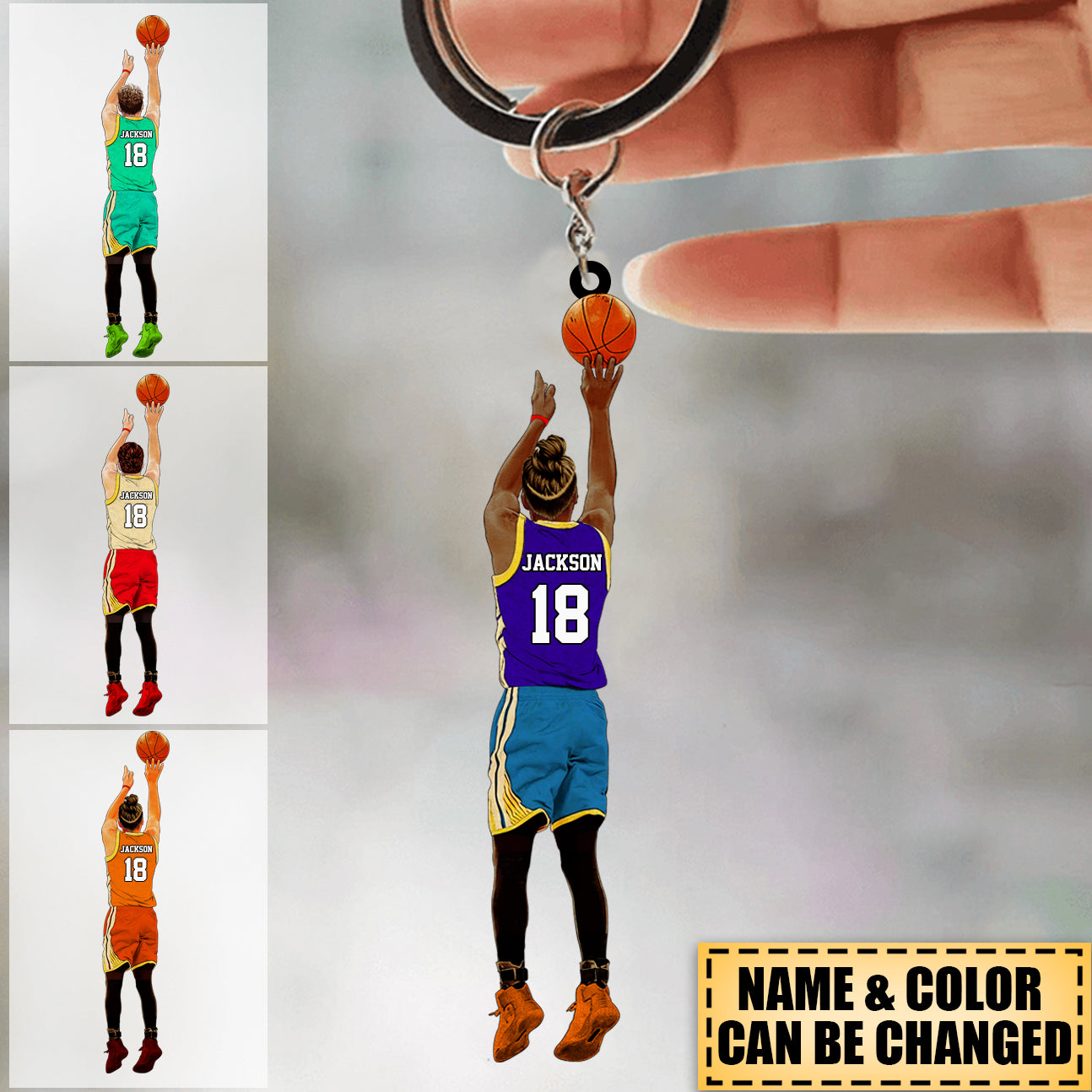 Personalized Basketball Boy Player Acrylic Keychain - Gift For Basketball Lover