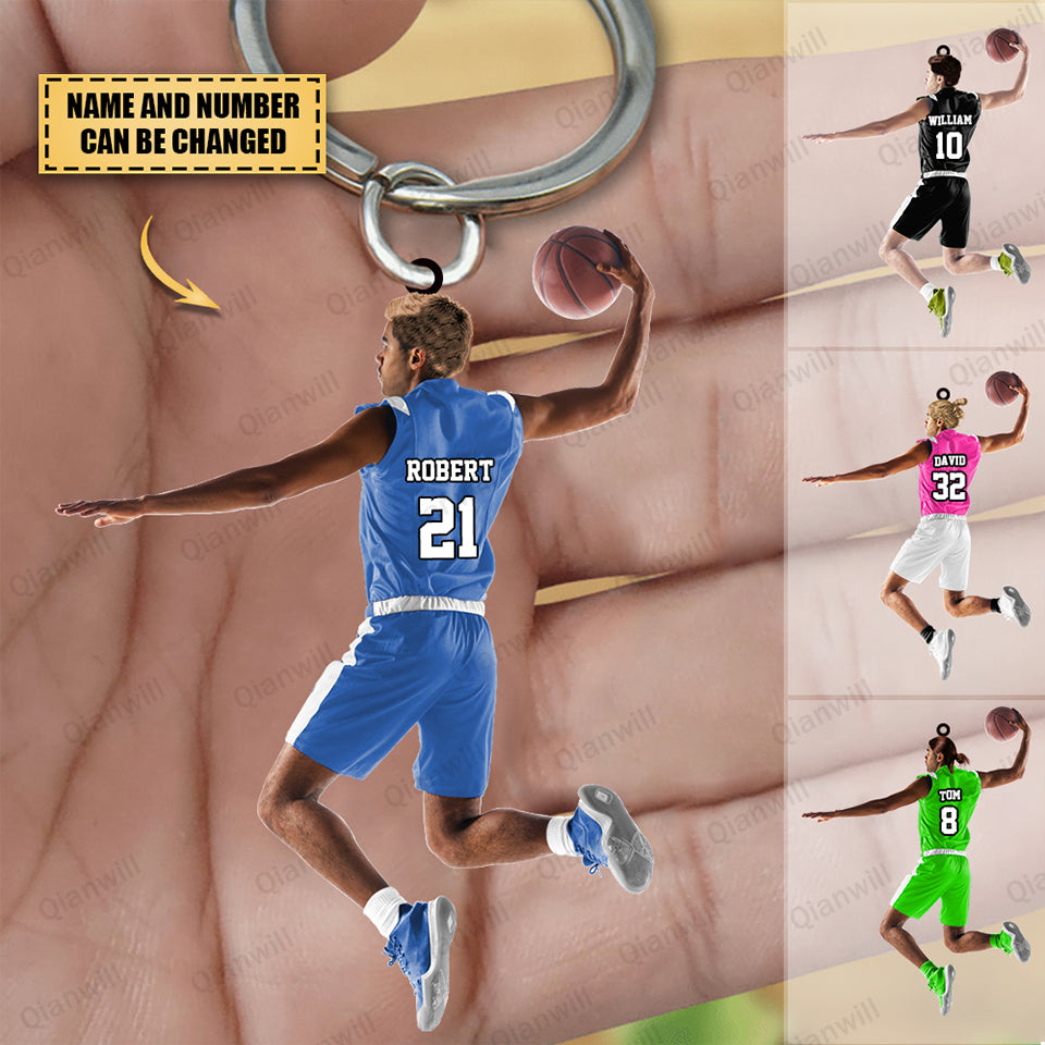 Personalized Basketball Player Shooting Christmas Acrylic Keychain