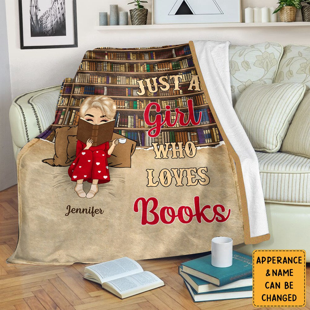 Reading Chibi Just A Girl Who Loves Books - Personalized Custom Fleece Blanket