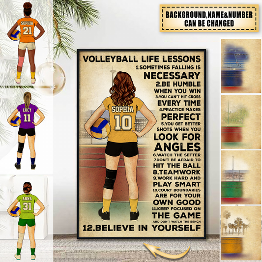 Custom Personalized Volleyball Life Lessons Poster - Gift For Volleyball Lover