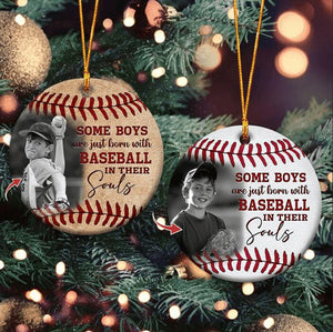 Upload Image Some Boys Are Just Born With Baseball Personalized Ornament