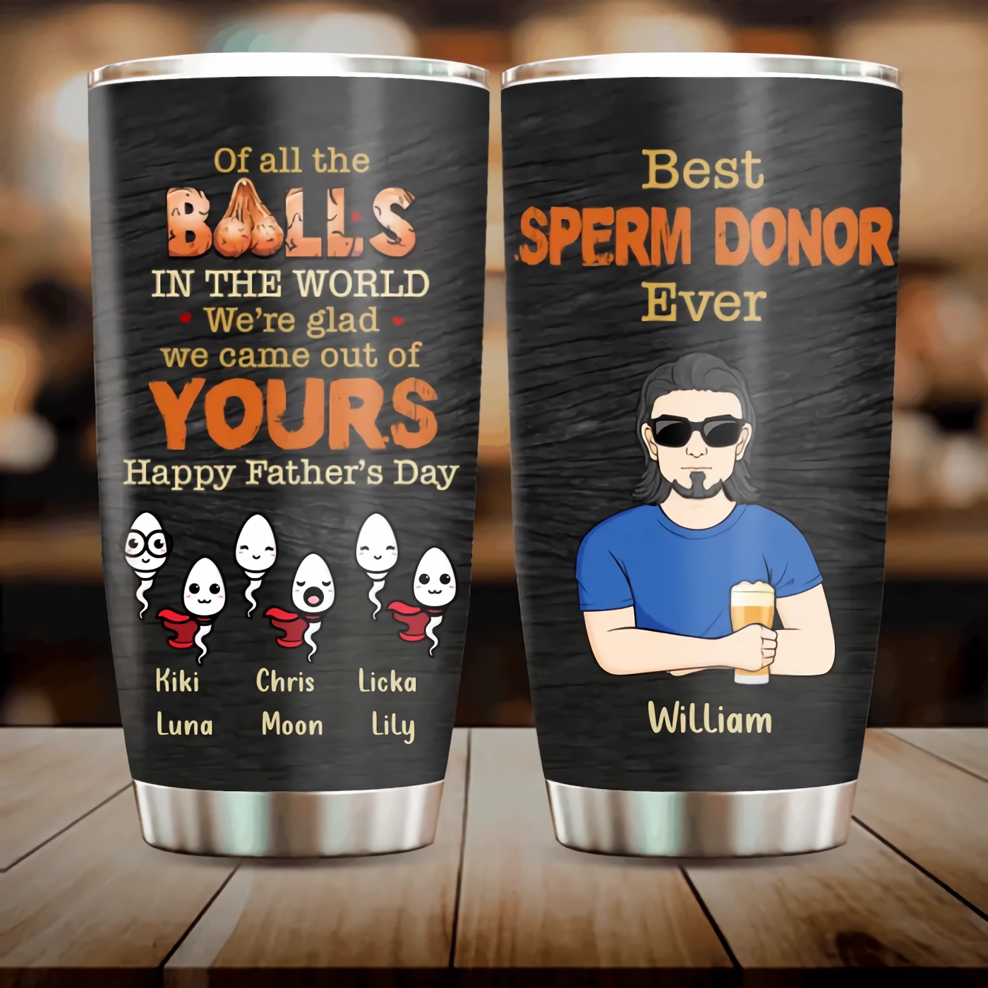 Custom Personalized Best Dad Tumbler - Best Gift Idea For Father's Day - Best Sperm Donor Ever