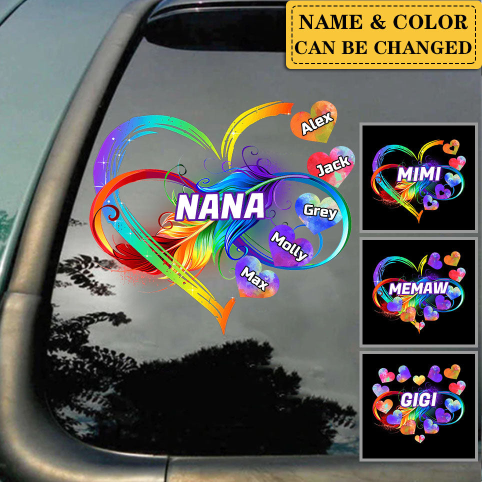 Grandma Grandkids Infinity Love Family Gift Heart Rainbow Decal