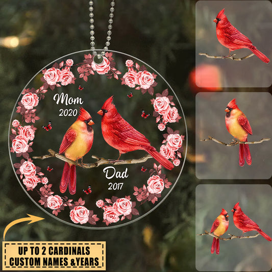 Cardinal Floral Frame Memorial Personalized Acrylic Ornament