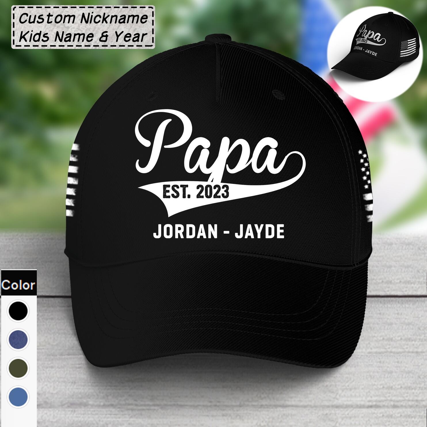 Papa est with grandkids Personalized Classic Cap