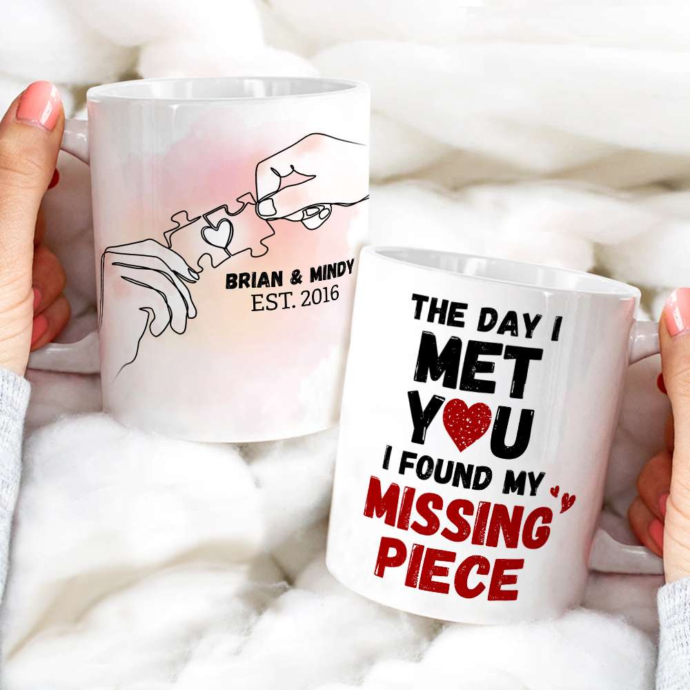 The Day I Met You Couple Personalized White Mug