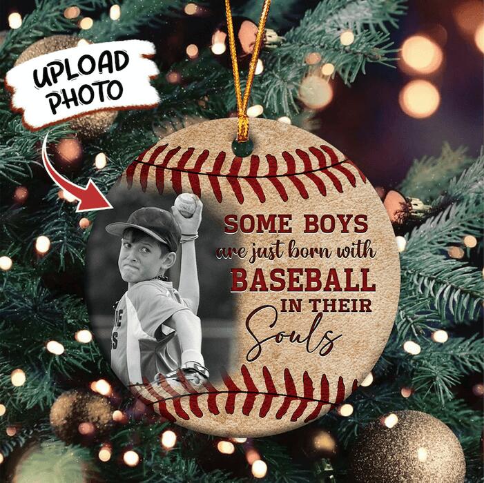 Upload Image Some Boys Are Just Born With Baseball Personalized Ornament