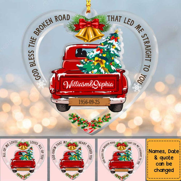 Couple Happy Red Truck Christmas Personalized Ornament