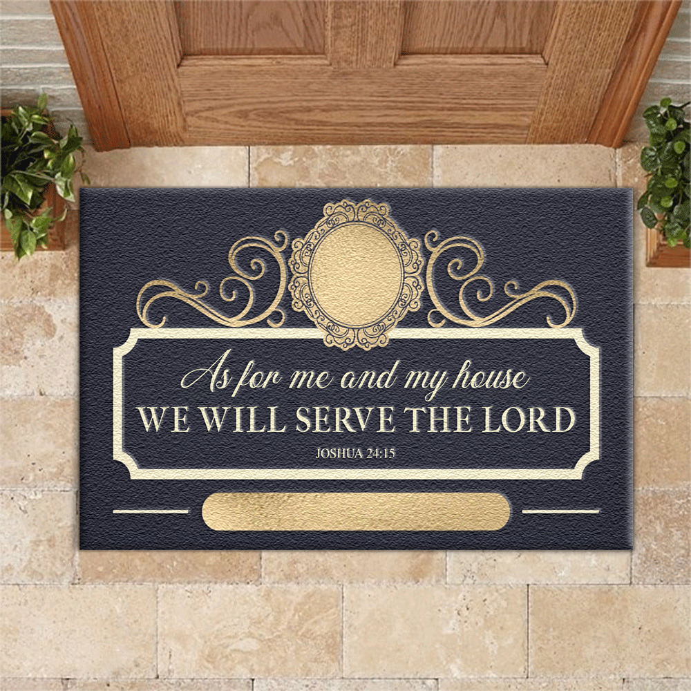 Personalized Elegant Family Home Serve The Lord Doormat