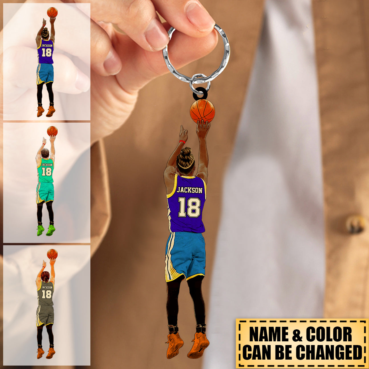 Personalized Basketball Boy Player Acrylic Keychain - Gift For Basketball Lover