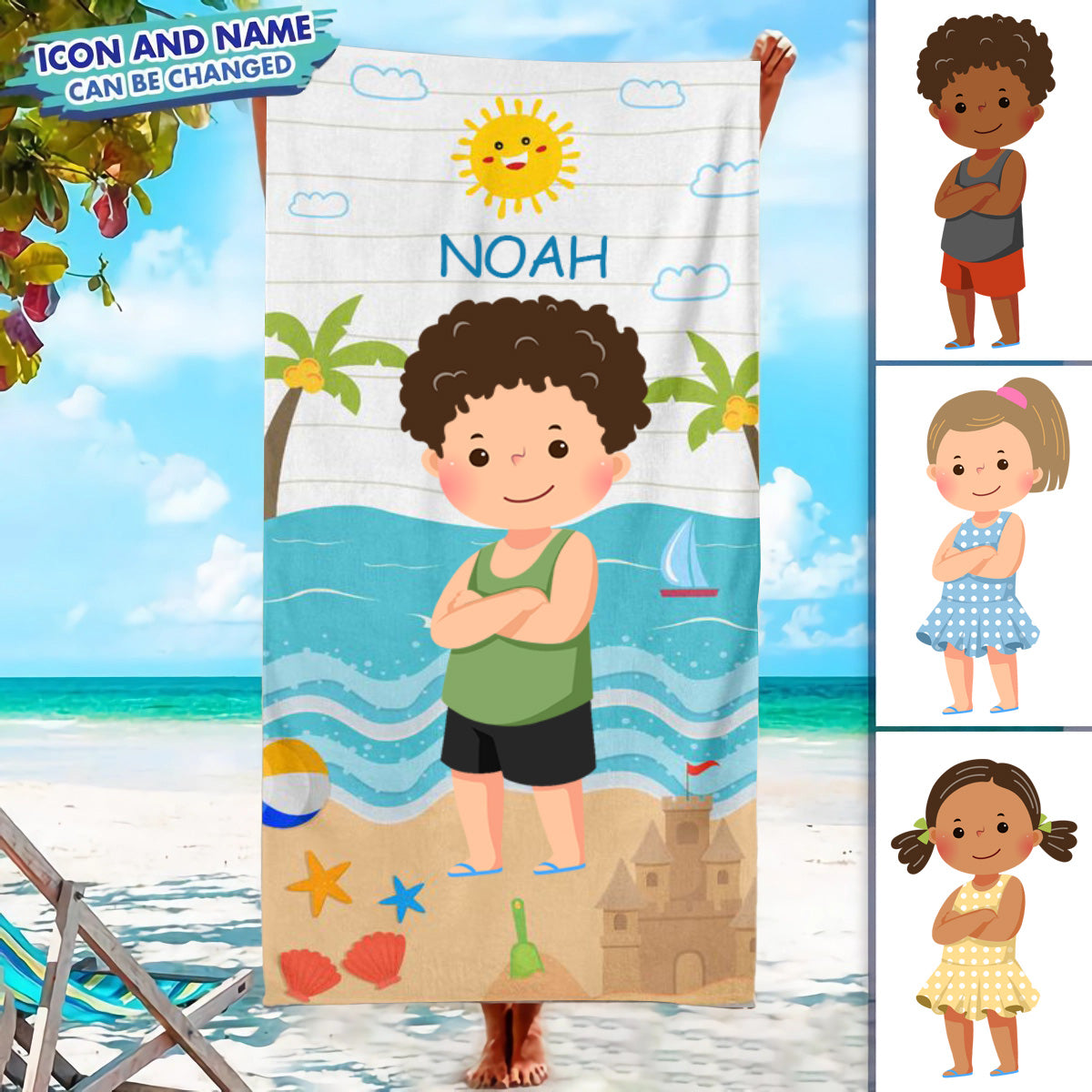 Kid On The Beach - Personalized Beach Towel