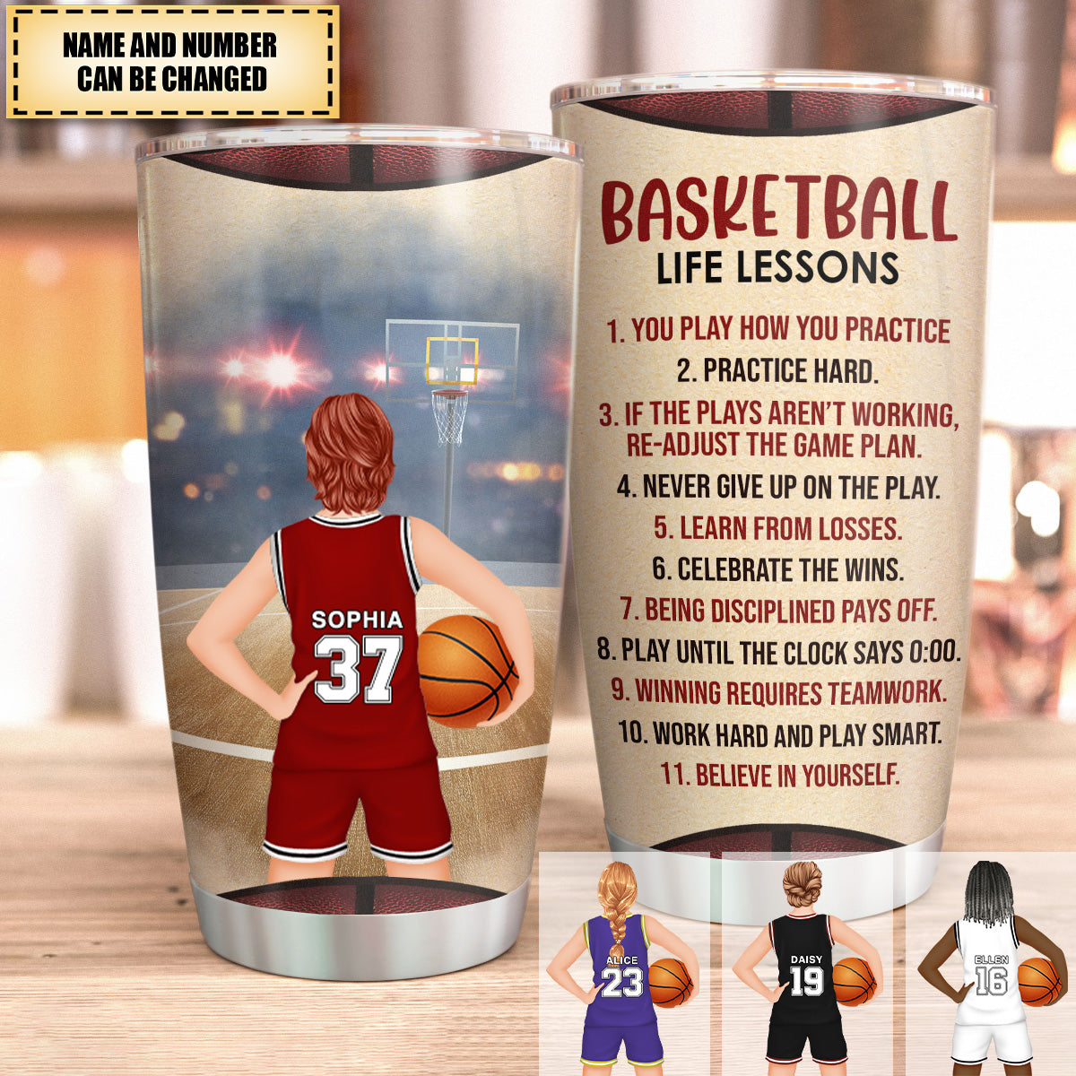 Basketball Life Lessons, Basketball Female Player Custom Tumbler, Gift For Basketball Lovers