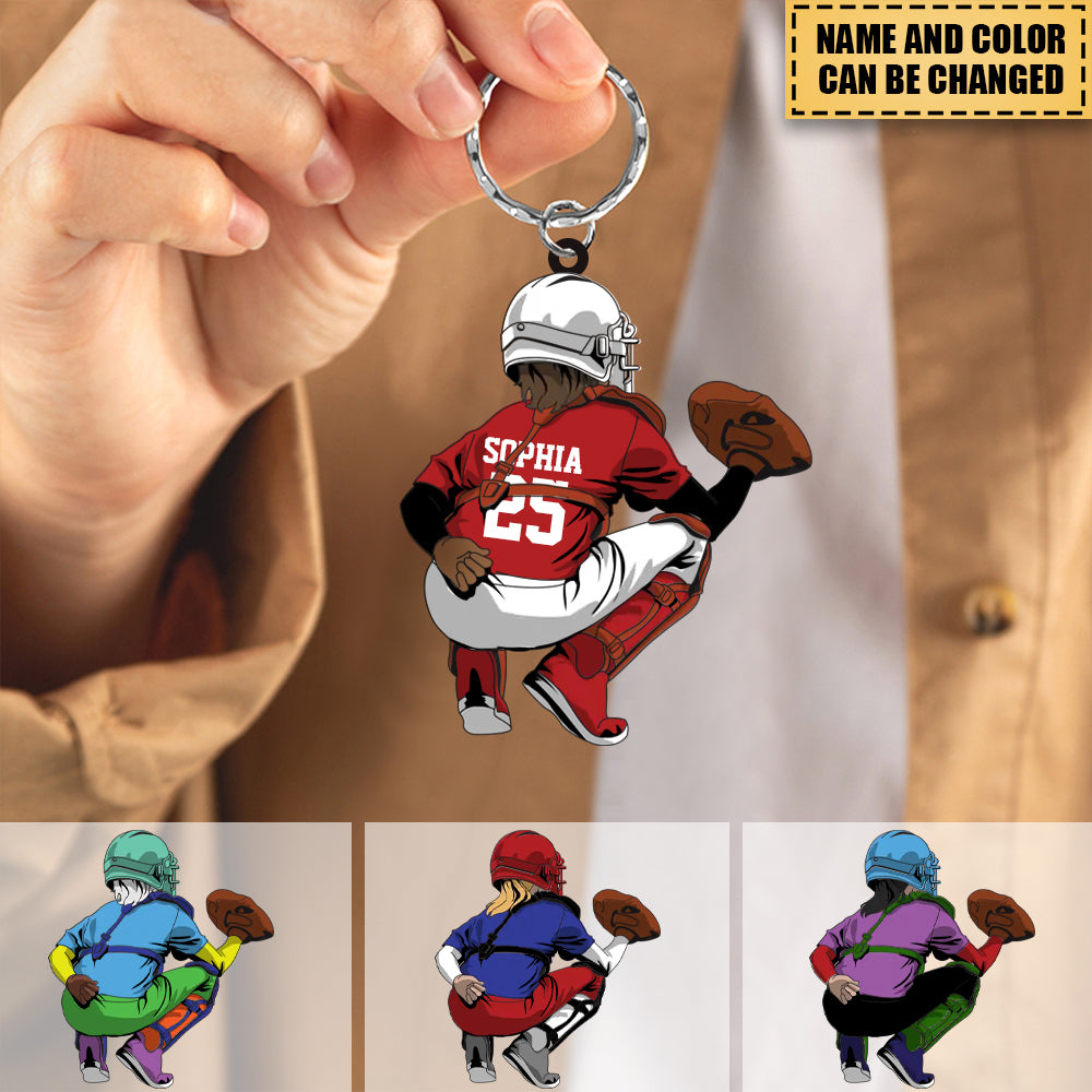 Softball Catcher Keychain - Personalized Sport Gift