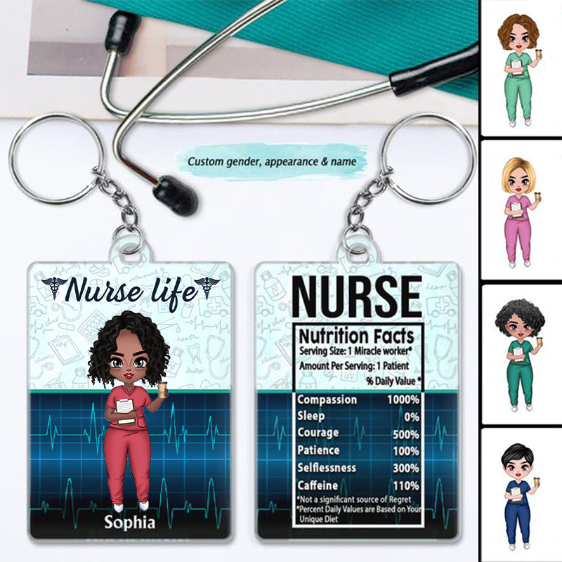 Nurse Nutrition Facts - Gift For Nurses - Personalized Custom Keychain