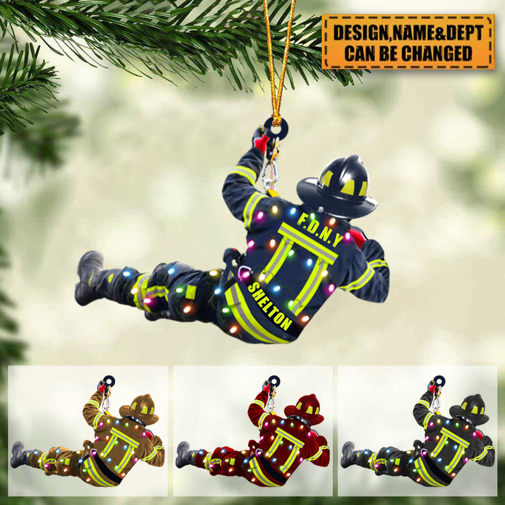 Firefighter On Duty, Personalized Fireman Acrylic Ornament