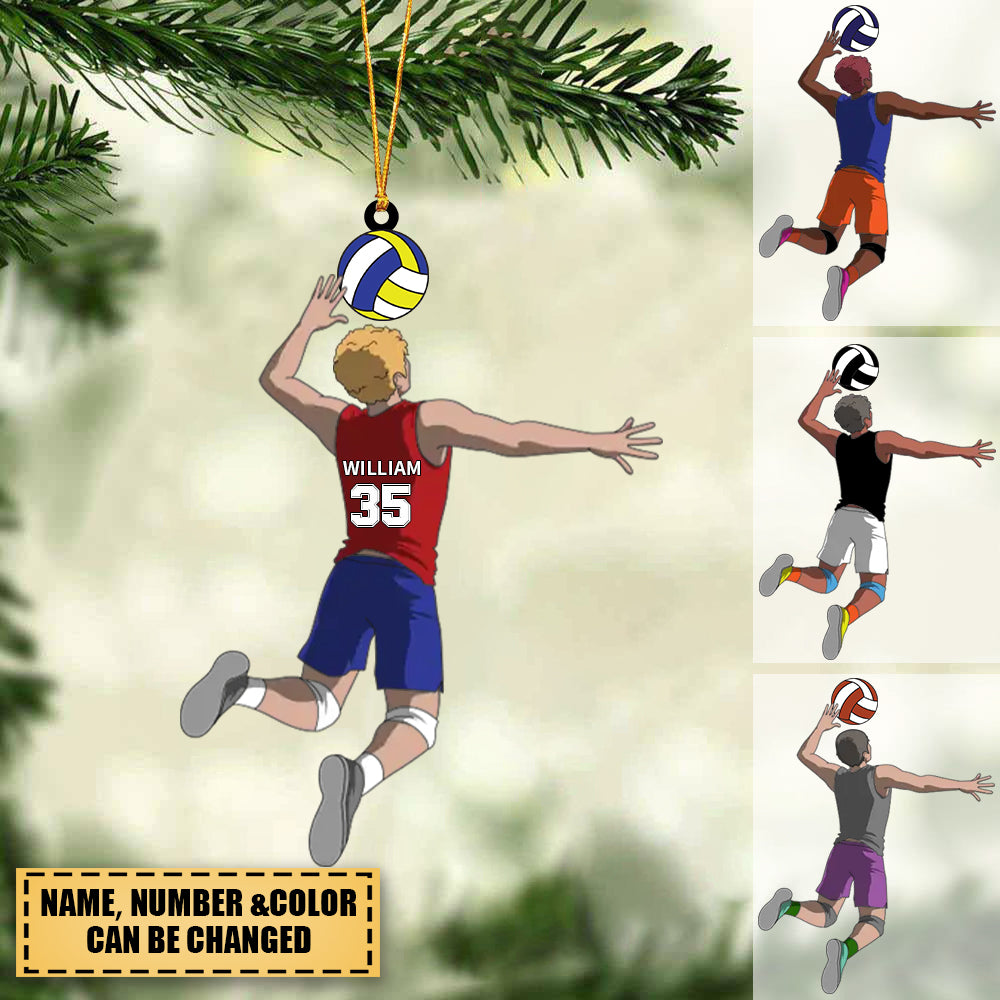 Volleyball Ornament Male Attack - Personalized Christmas Acrylic Ornament