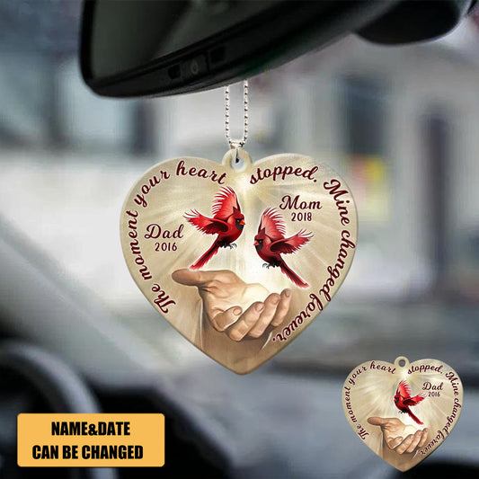 The Moment Your Heart Stopped, Mine Changed Forever Cardinal Bird Custom Acrylic Ornament