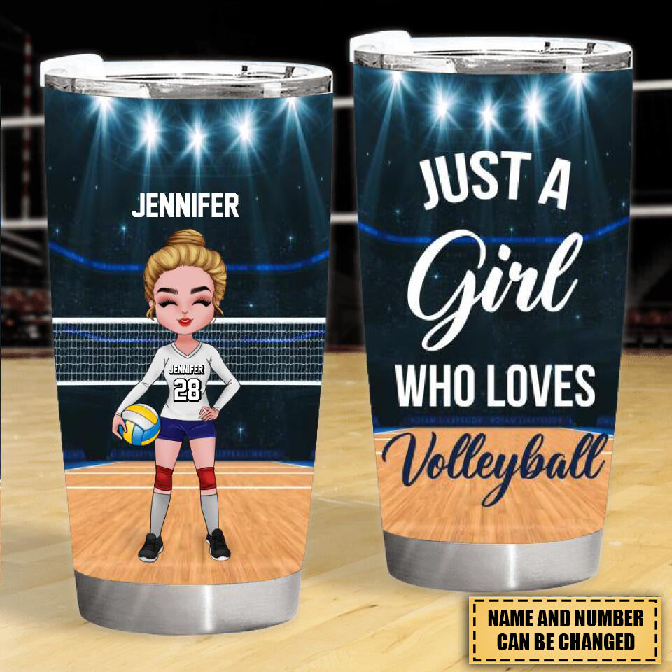 Personalized Just A Girl Who Loves Volleyball Tumbler