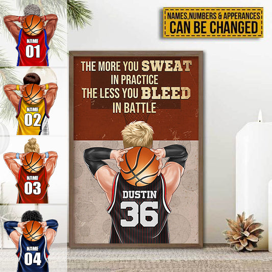 Personalized Basketball Player Poster - The More You Sweat In Practice