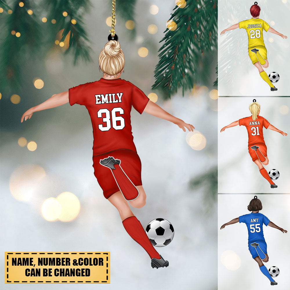 Personalized Soccer Player Christmas Acrylic Ornament