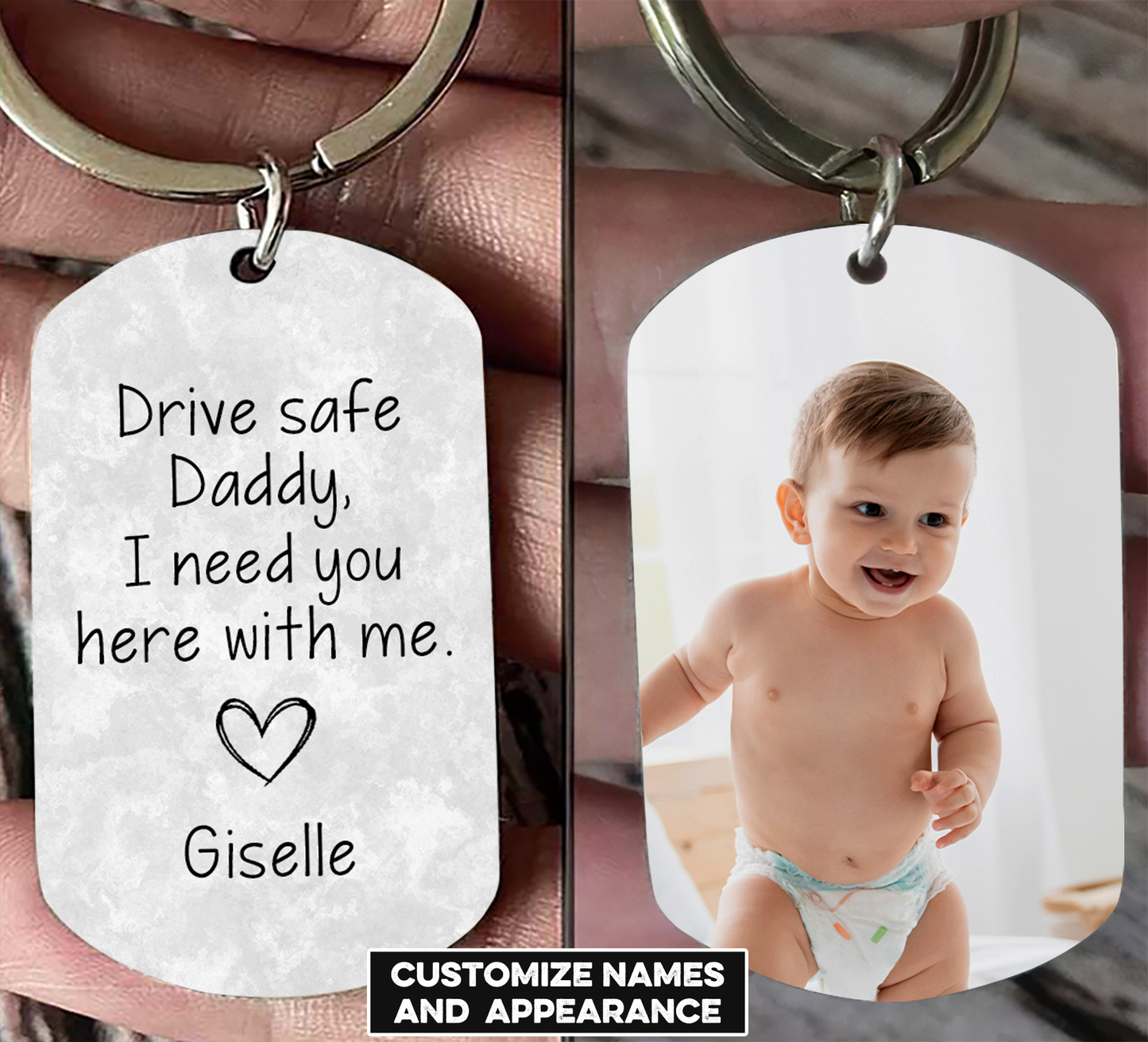 Drive Safe Daddy - Personalized Keychain Best Father's Day Gift