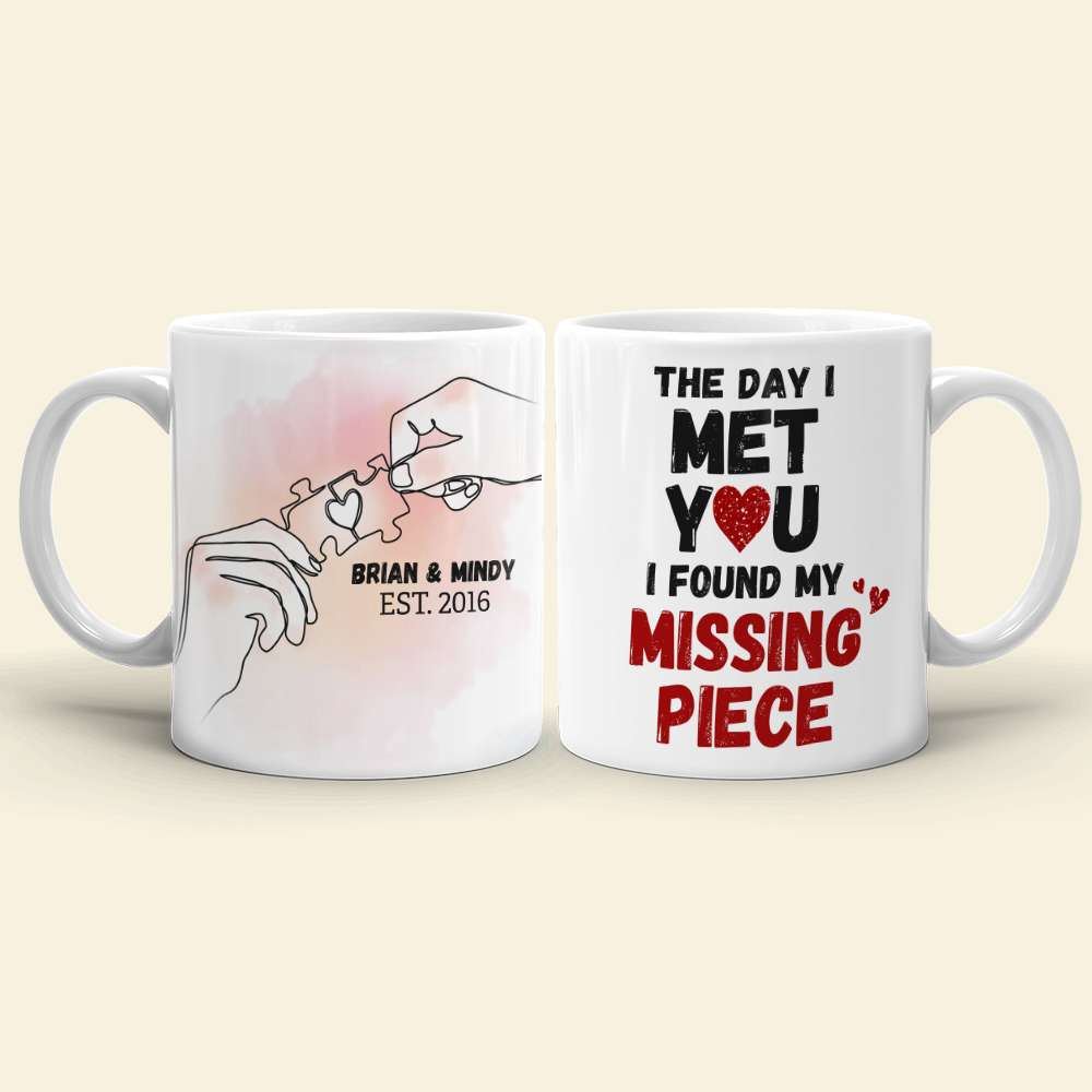 The Day I Met You Couple Personalized White Mug