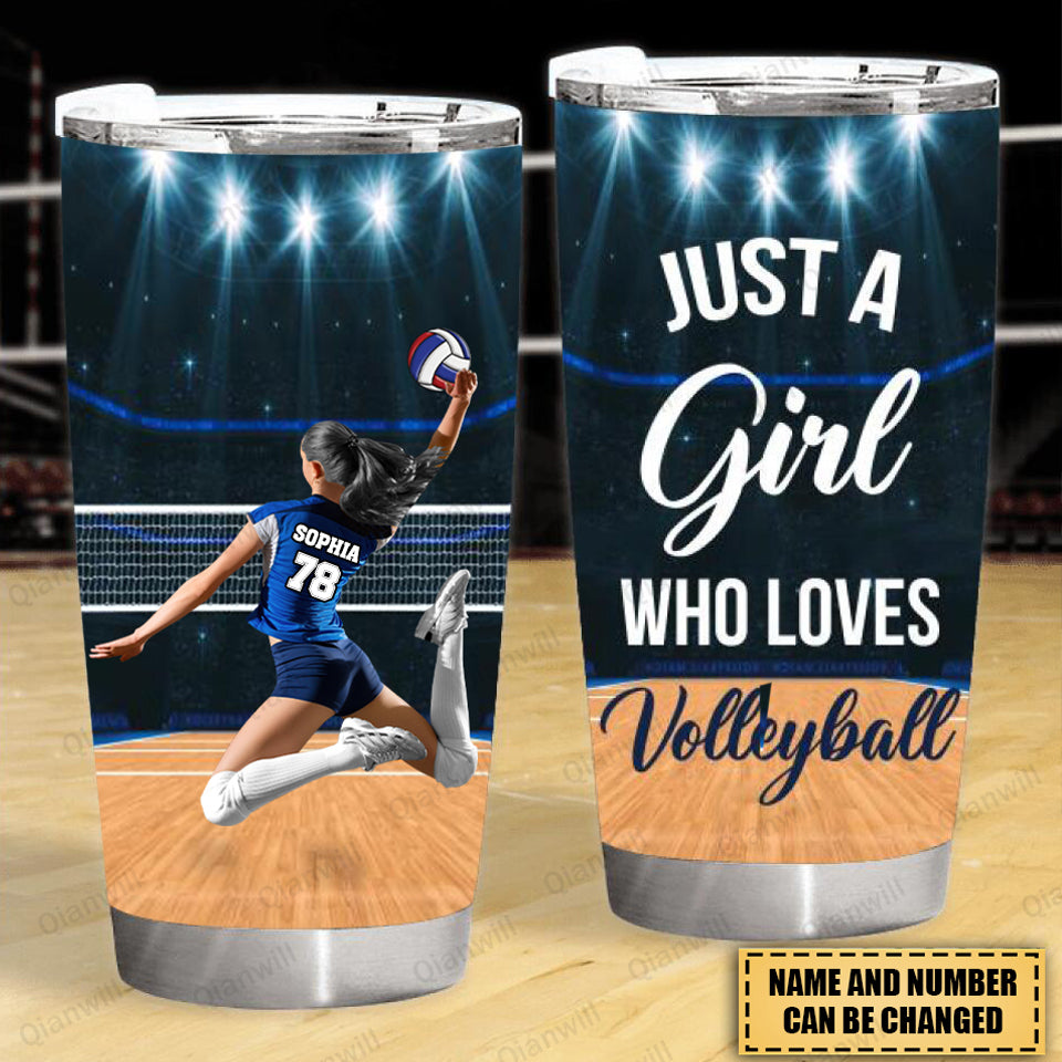 Personalized Just A Girl Who Loves Volleyball Tumbler-Gift For Volleyball Lover